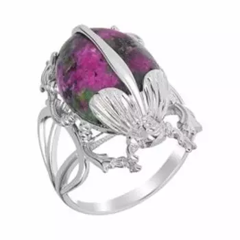 Серебряное кольцо с цоизитом "Жук"