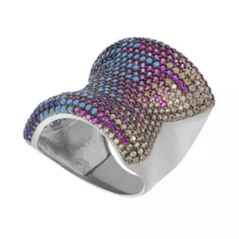 Серебряное кольцо с цветным кубическим цирконием