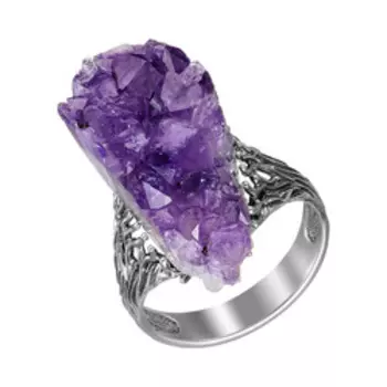 Серебряное кольцо с друзой аметиста
