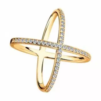 Кольцо из золочёного серебра с фианитами