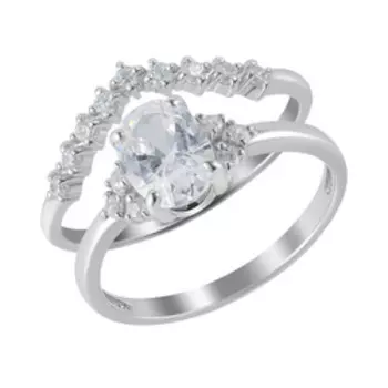 Серебряное кольцо с фианитами 2 в 1