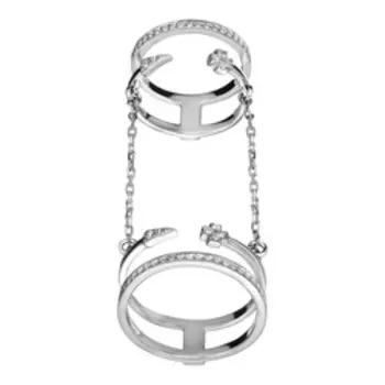 Серебряное кольцо с фианитами "2 в 1"