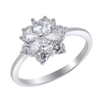 Серебряное кольцо с фианитами "Цветок"