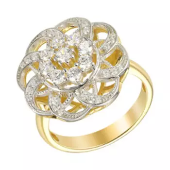 Серебряное кольцо с фианитами "Цветок"