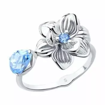 Серебряное кольцо с фианитами "Цветок"