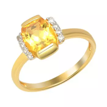 Серебряное кольцо с фианитами и цитрином