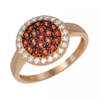 Серебряное кольцо с фианитами и гранатами