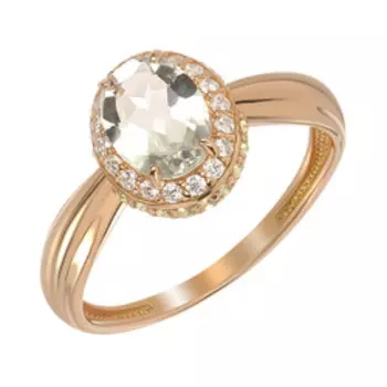 Серебряное кольцо с фианитами и празиолитом