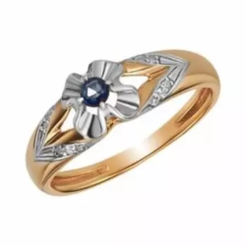 Серебряное кольцо с фианитами и сапфиром