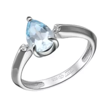 Серебряное кольцо С фианитами и топазом Sky Blue