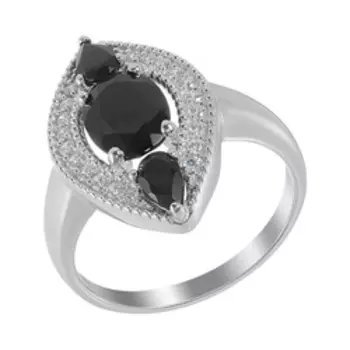 Серебряное кольцо с фианитами и турмалинами