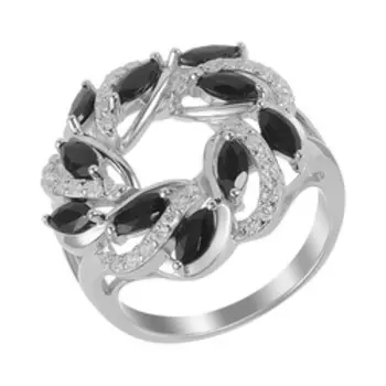 Серебряное кольцо с фианитами и турмалинами