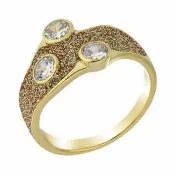 Серебряное кольцо с фианитами и золотым глиттером