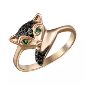 Серебряное кольцо с фианитами "Лиса"