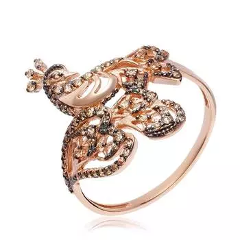 Серебряное кольцо с фианитами "Павлин"