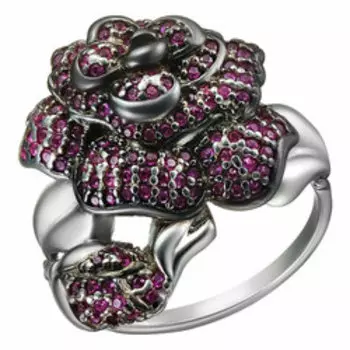 Серебряное кольцо с фианитами "Роза"