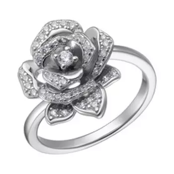 Серебряное кольцо с фианитами "Роза"