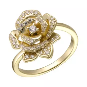 Серебряное кольцо с фианитами "Роза"