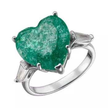 Серебряное кольцо с фианитами "Сердце"