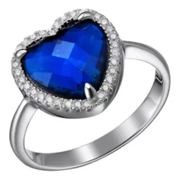 Серебряное кольцо с фианитами "Сердце"