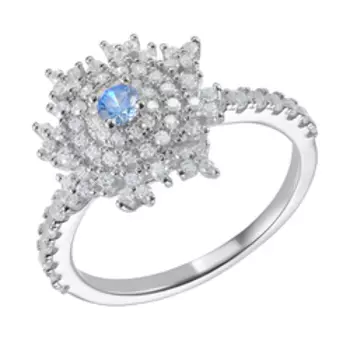 Серебряное кольцо с фианитами "Снежинка"