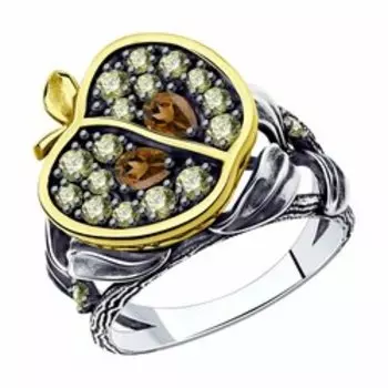 Серебряное кольцо с фианитами "Яблоко"