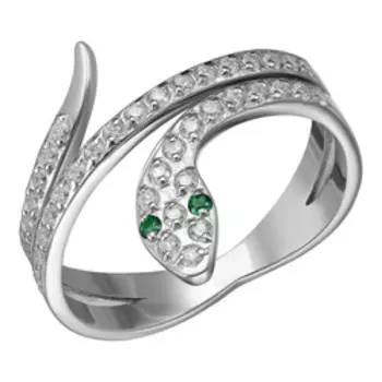 Серебряное кольцо с фианитами "Змея"