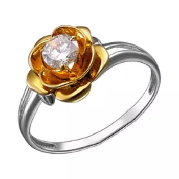 Серебряное кольцо с фианитом "Цветок"