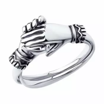 Серебряное кольцо с фианитом "Руки"