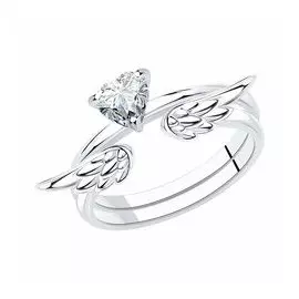 Серебряное кольцо с фианитом "Сердце"