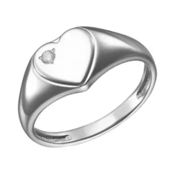 Серебряное кольцо с фианитом "Сердце"