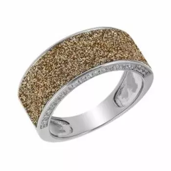 Серебряное кольцо с глиттером и фианитами