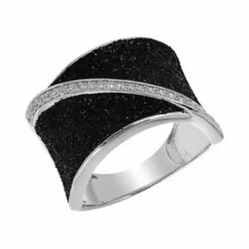 Серебряное кольцо с глиттером и фианитами