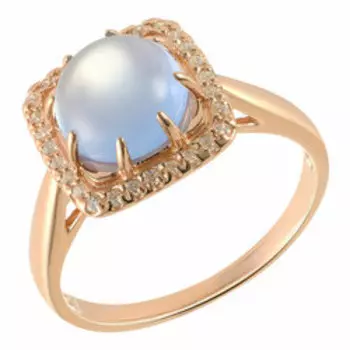 Серебряное кольцо с голубым халцедоном и фианитами