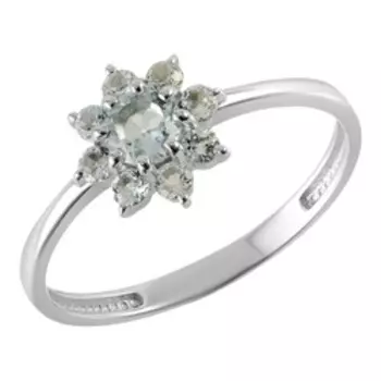 Серебряное кольцо с голубыми топазами "Цветок"