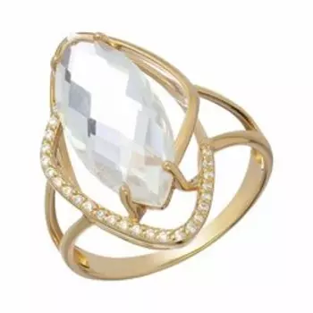 Серебряное кольцо с горным хрусталем и фианитами