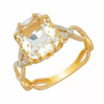 Серебряное кольцо с горным хрусталем и фианитами