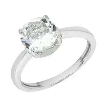 Серебряное кольцо с горным хрусталем и фианитами