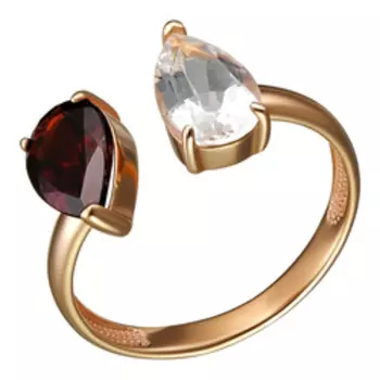 Серебряное кольцо с горным хрусталем и гранатом