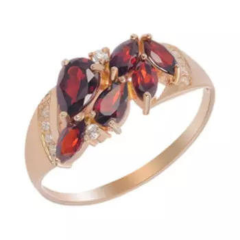 Серебряное кольцо с гранатами и фианитами