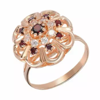 Серебряное кольцо с гранатами и фианитами