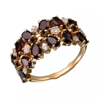 Серебряное кольцо с гранатами и фианитами