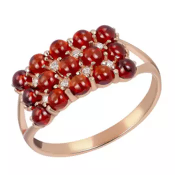 Серебряное кольцо с гранатами и фианитами