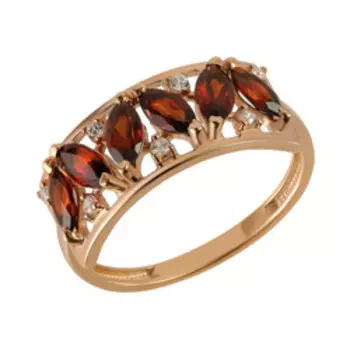 Серебряное кольцо с гранатами и фианитами