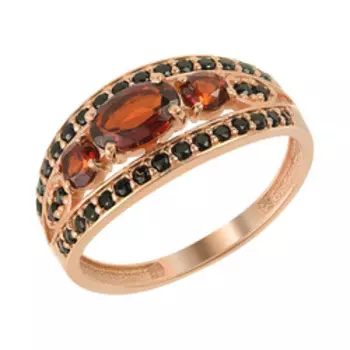 Серебряное кольцо с гранатами и шпинелью