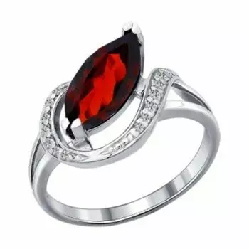 Серебряное кольцо с гранатом