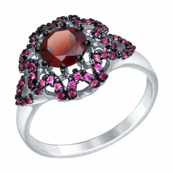 Серебряное кольцо с гранатом