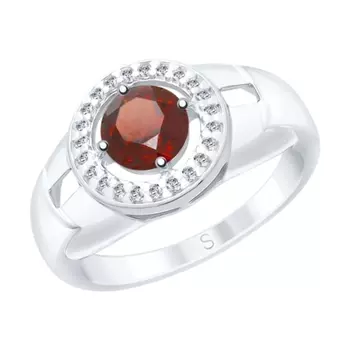 Серебряное кольцо с гранатом
