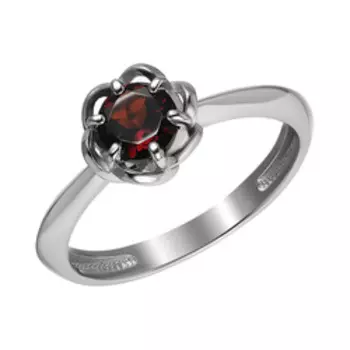 Серебряное кольцо с гранатом "Цветок"