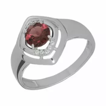 Серебряное кольцо с гранатом и фианитами